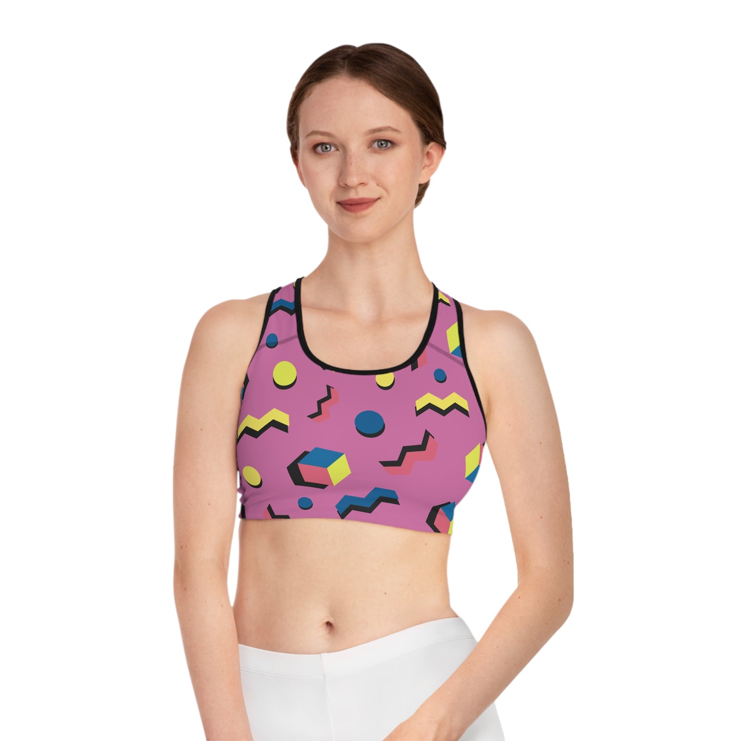 Vibrant Abstract Sports Bra - Colorful Workout Top.