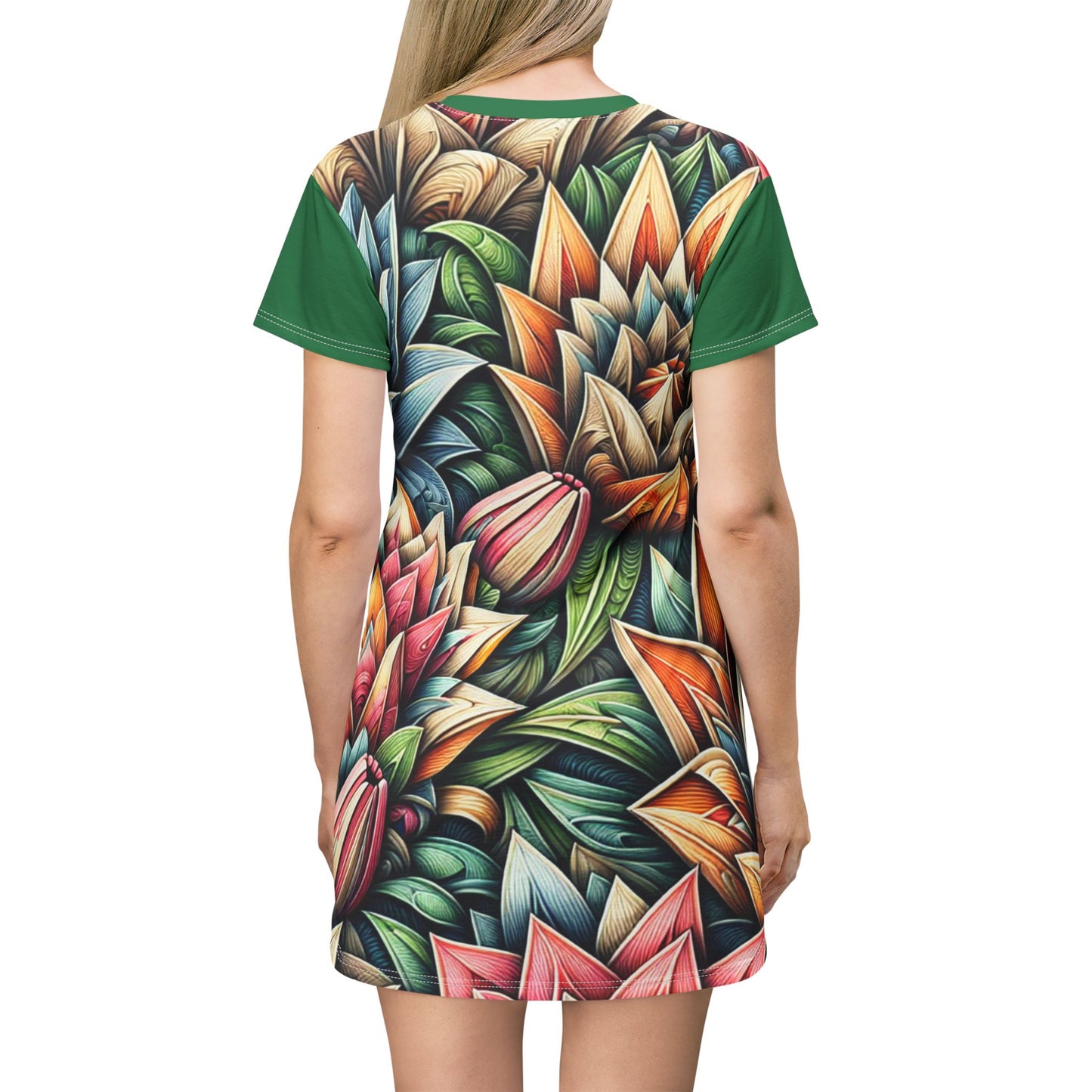 Vibrant Floral T-Shirt Dress - AOP, Summer Dress, Casual Wear, Beach Outfit, Garden Party Dress, Unique Gift Idea
