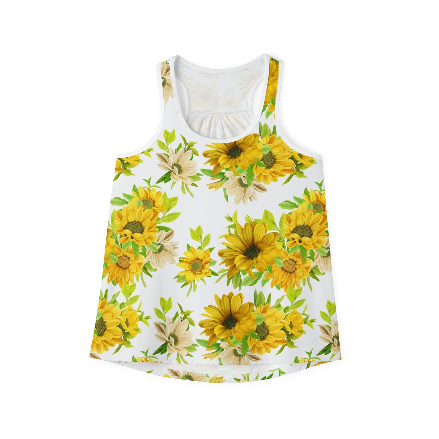 Sunflower Women's Tank Top, Floral Summer Top, Boho Chic Sleeveless Shirt, Beach Wear, Gift for Her