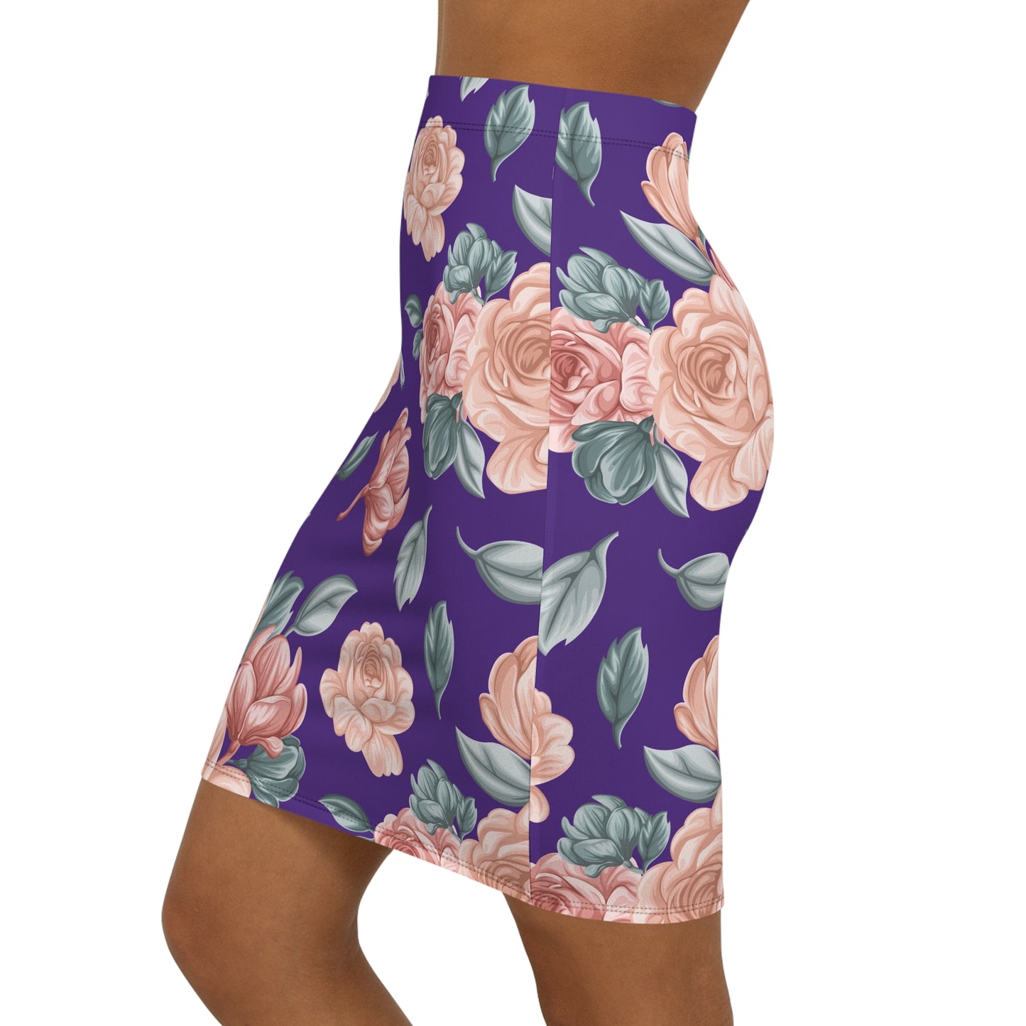 Floral Print Midi Pencil Elegant Women's Skirt