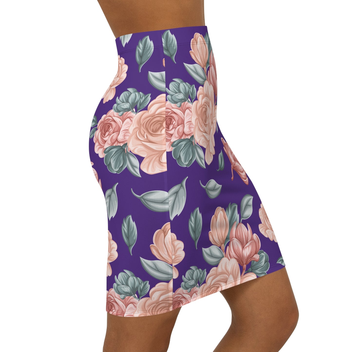 Floral Print Midi Pencil Elegant Women's Skirt