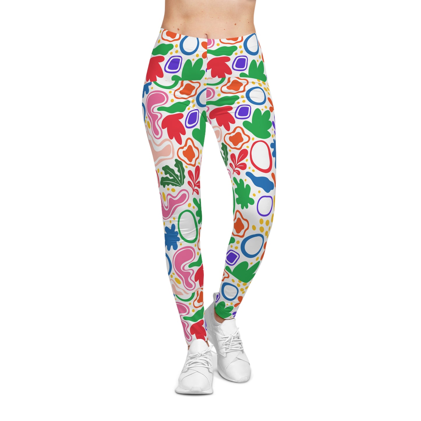 Vibrant Floral Women's Leggings, Casual Wear for Spring, Fitness, Yoga, Travel, Everyday Style, Colorful Activewear