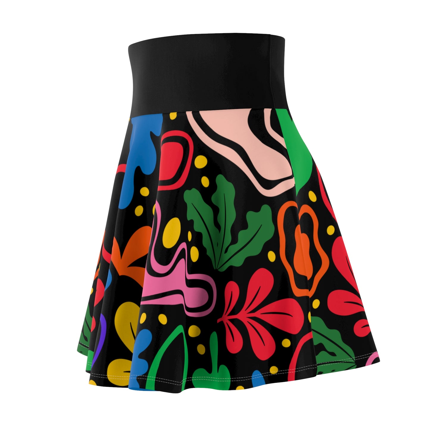 Vibrant Floral Women's Skater Skirt - Colorful Outfit, Stylish Summer Fashion, Party Wear, Festival Clothing, Boho Chic Style