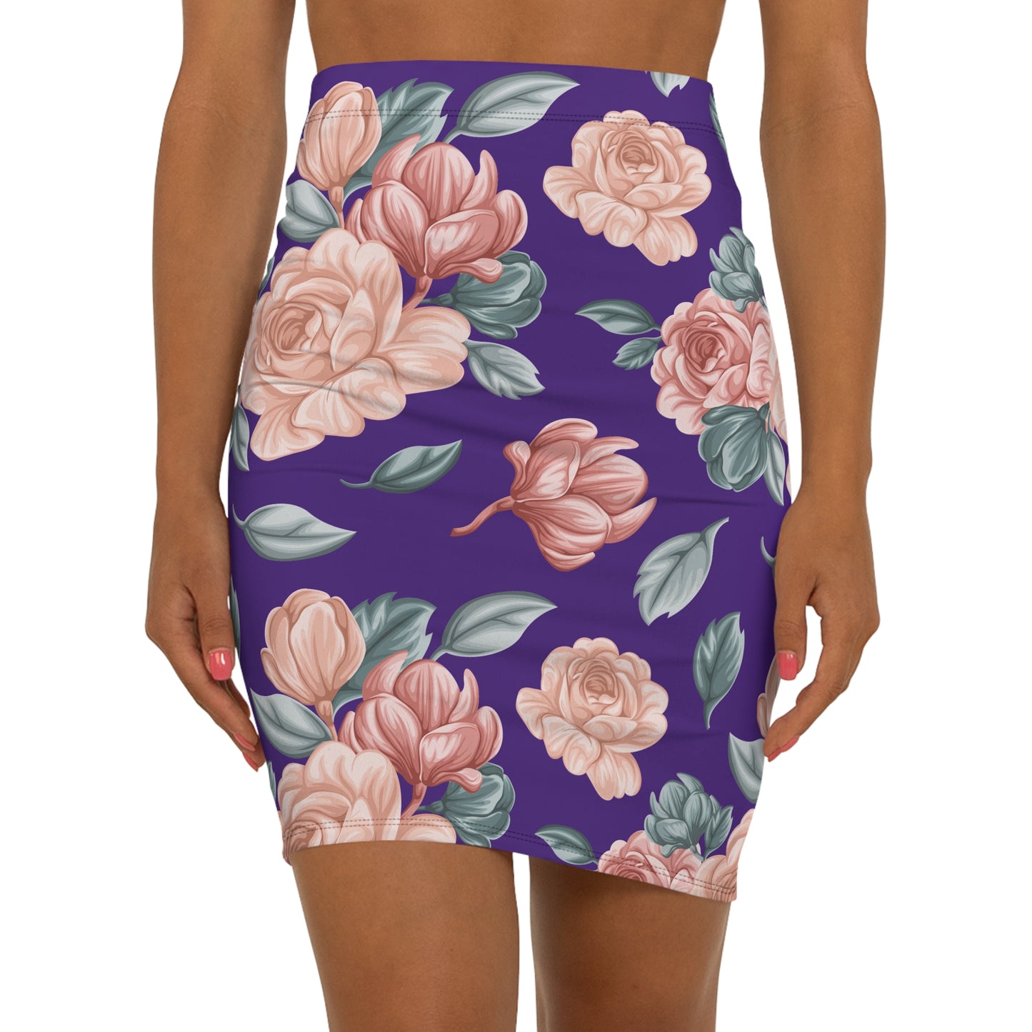 Floral Print Midi Pencil Elegant Women's Skirt