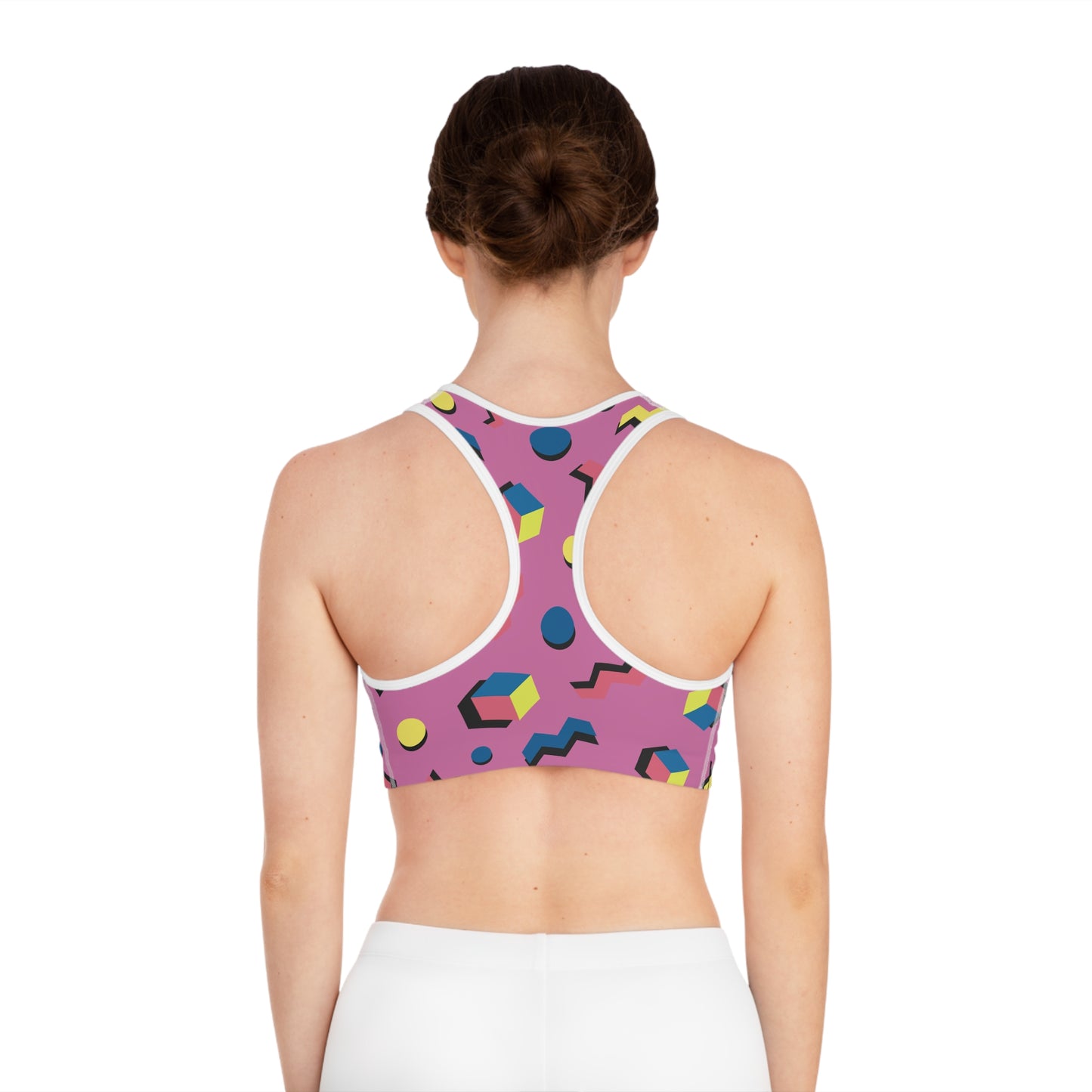 Vibrant Abstract Sports Bra - Colorful Workout Top.