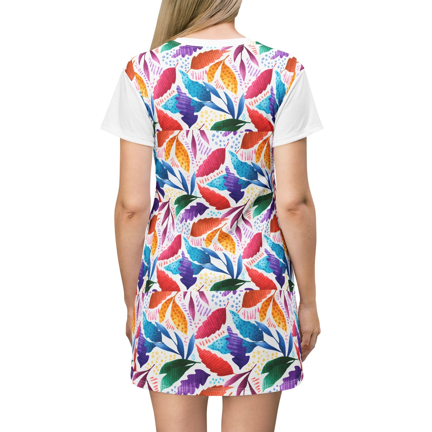 Vibrant Floral T-Shirt Dress - Summer Casual Wear, Boho Chic Style, Beach Vacation Outfit, Gift for Her, Festival Fashion