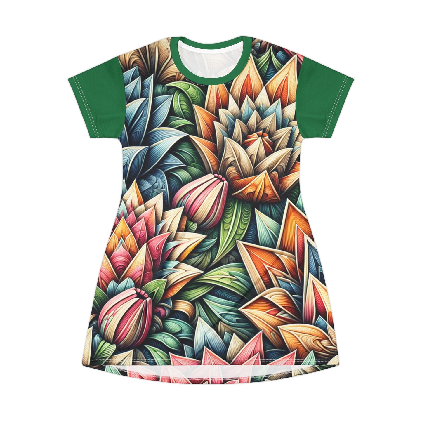 Vibrant Floral T-Shirt Dress - AOP, Summer Dress, Casual Wear, Beach Outfit, Garden Party Dress, Unique Gift Idea