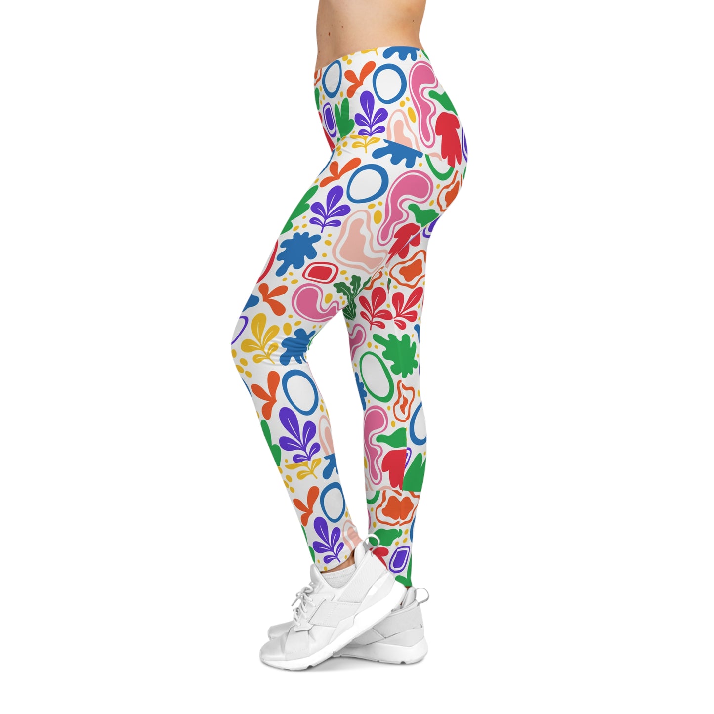 Vibrant Floral Women's Leggings, Casual Wear for Spring, Fitness, Yoga, Travel, Everyday Style, Colorful Activewear