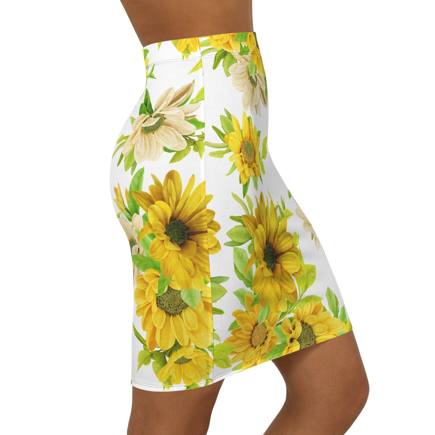 Sunflower Midi Pencil Skirt, Floral Skirt, Summer Outfit, Women's Fashion, Everyday Wear, Gift for Her