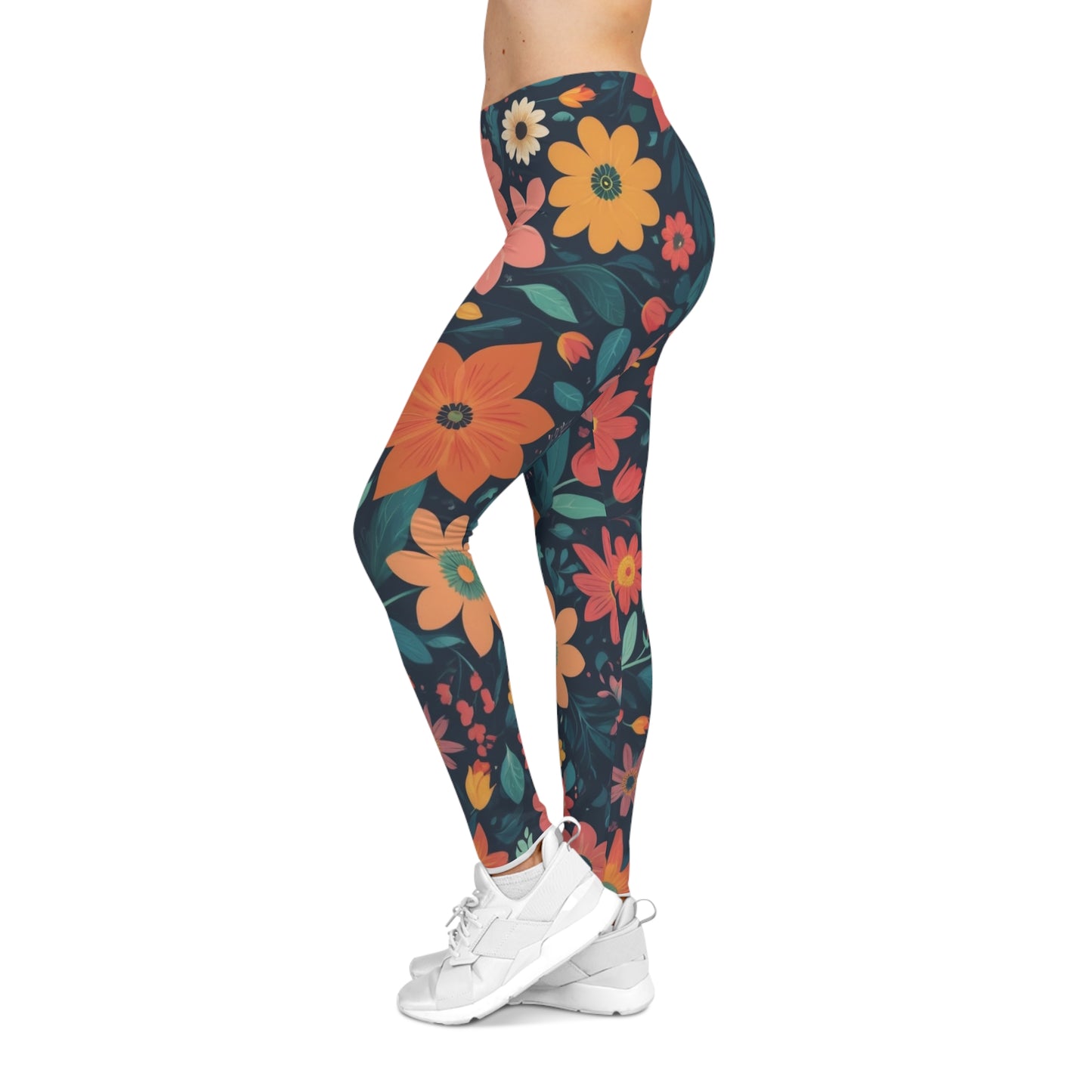 Floral Print Women's Casual Leggings, Comfortable Stretch Leggings, Spring Fashion, Everyday Wear, Gift for Her, Yoga Pants