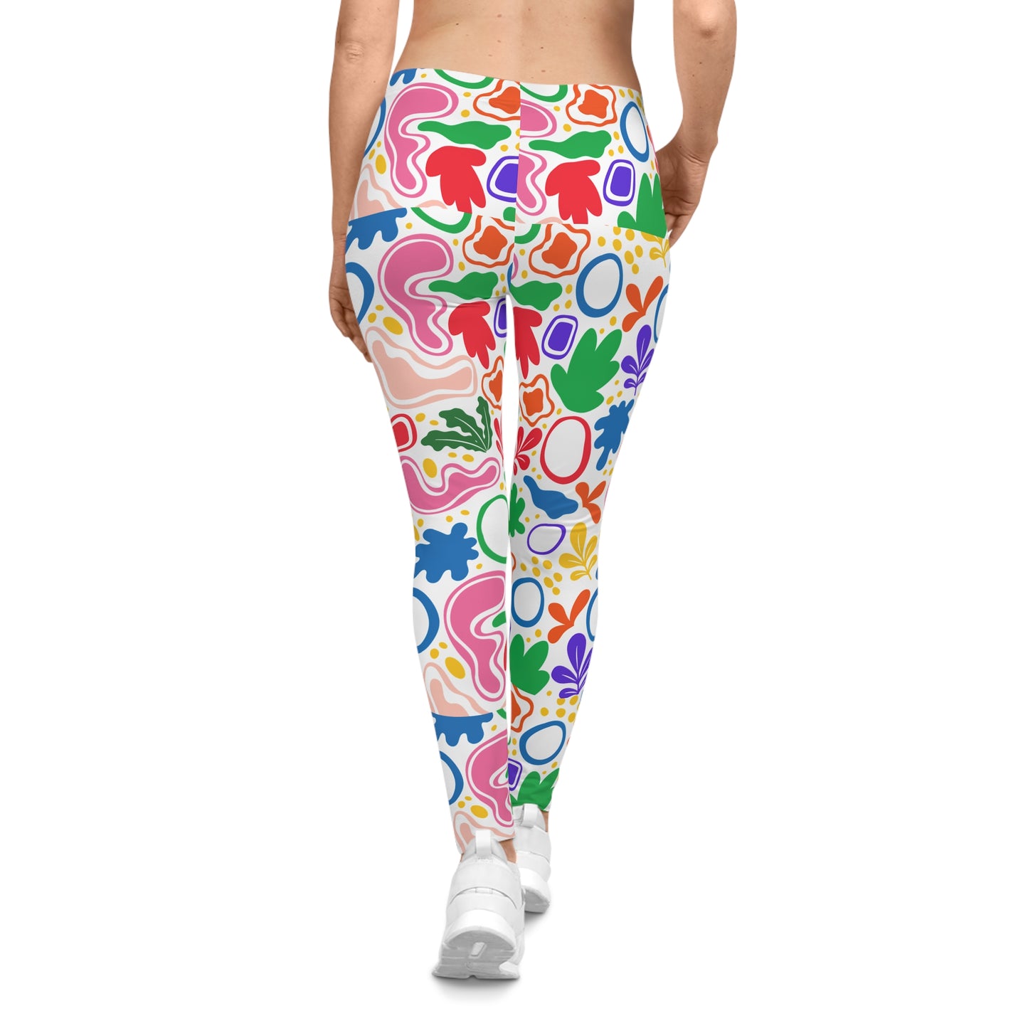 Vibrant Floral Women's Leggings, Casual Wear for Spring, Fitness, Yoga, Travel, Everyday Style, Colorful Activewear