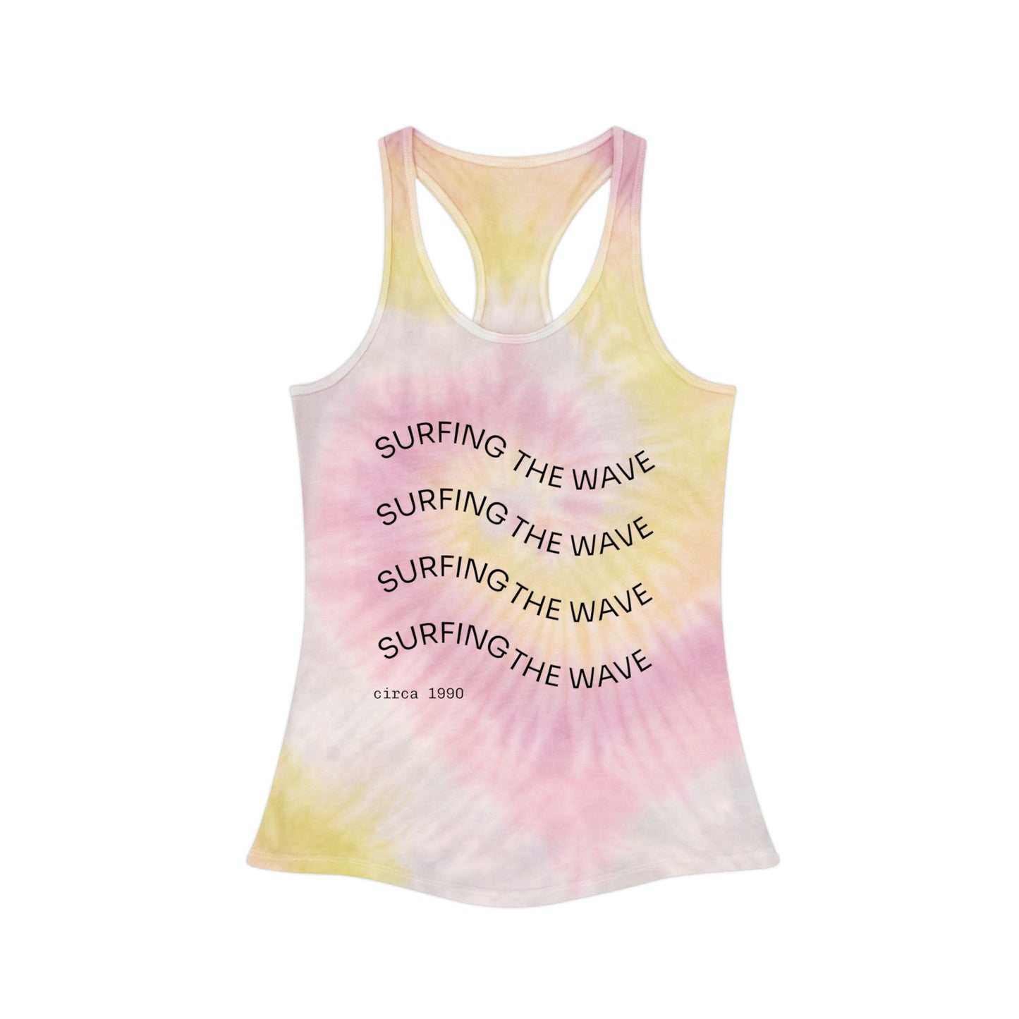 Surfing the Wave Tie Dye Racerback Tank Top, Summer Top, Beachwear, Festival Outfit, Workout Shirt, Gift for Surfers