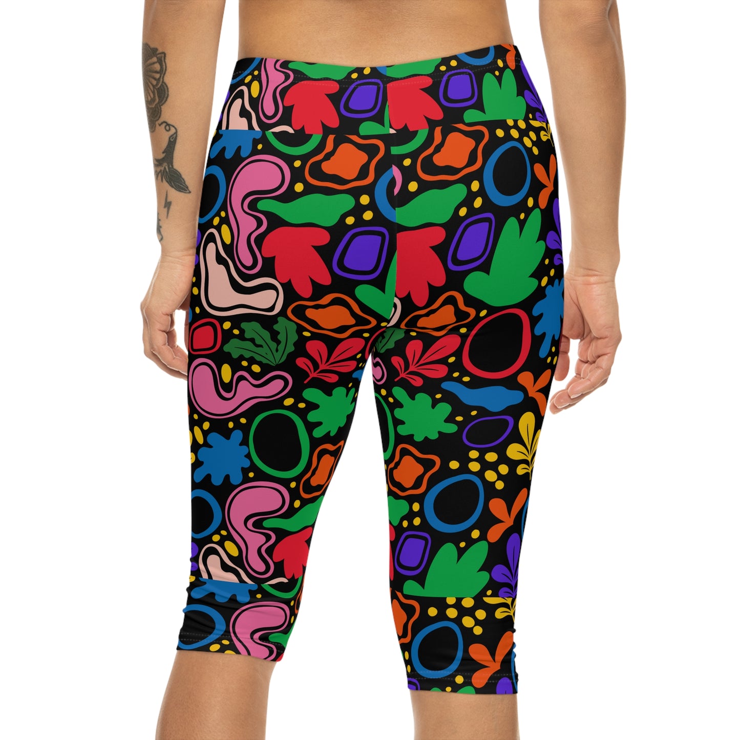 Vibrant Floral Capri Leggings, Colorful Activewear, Summer Essentials, Yoga Pants, Stylish Loungewear, Gifts for Her, Festival Outfit