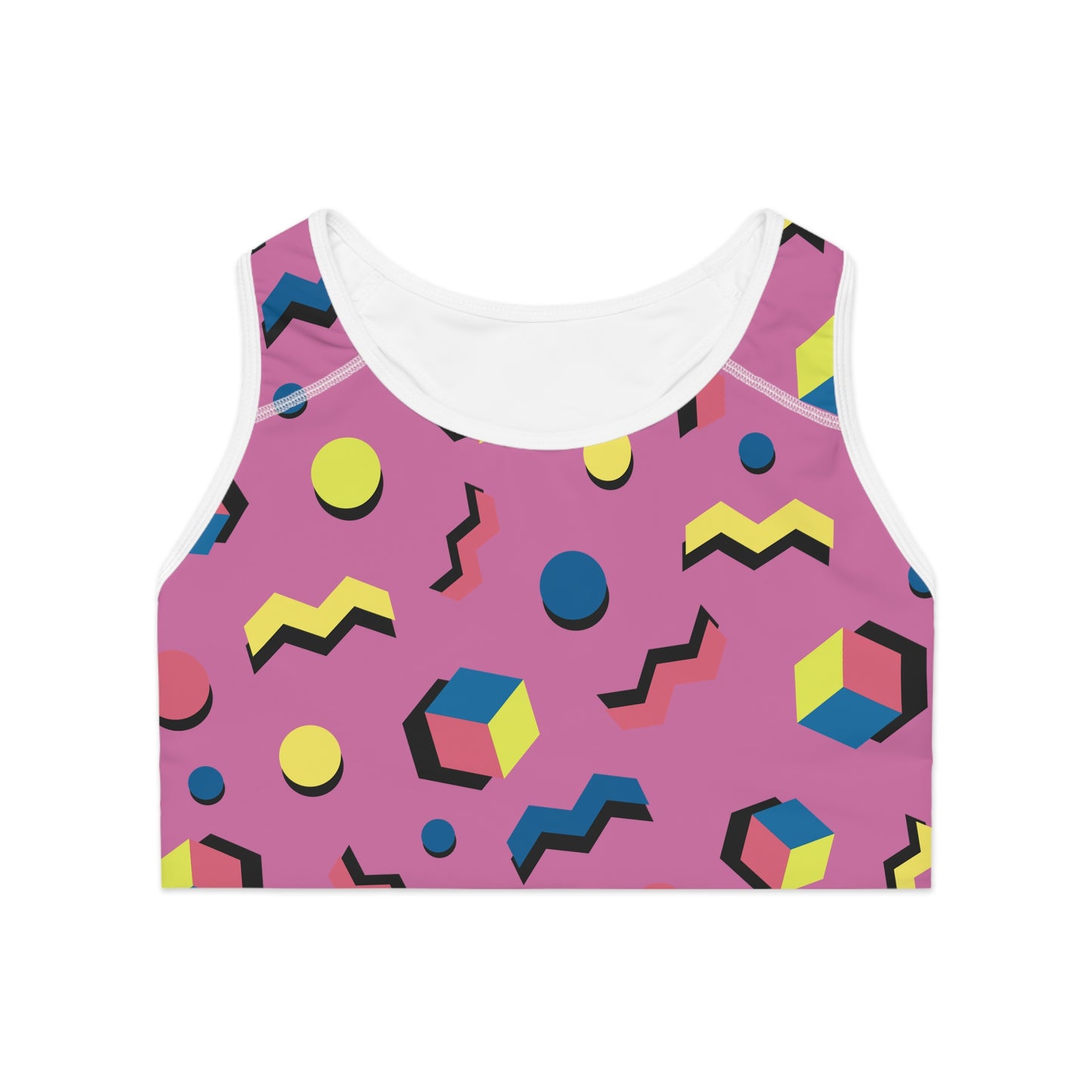 Vibrant Abstract Sports Bra - Colorful Workout Top.