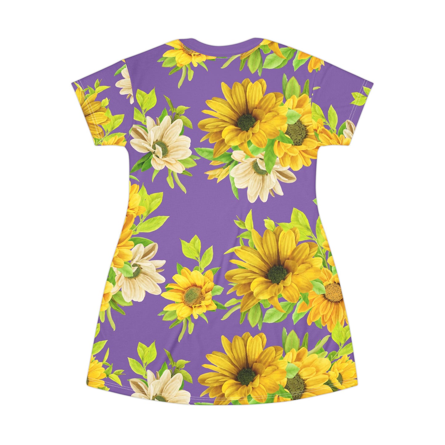 Sunflower Print T-Shirt Dress, Floral Summer Dress, Casual Day Dress, Boho Style Dress, Perfect for Beach, Picnic, Outdoor