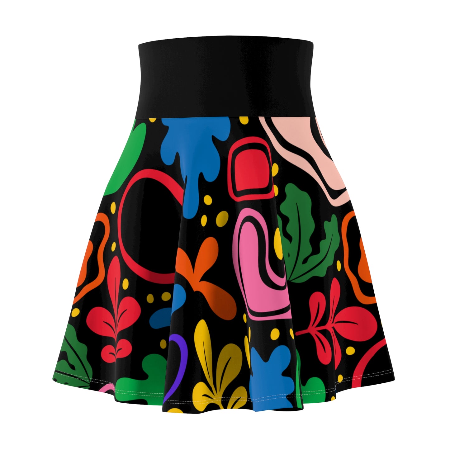 Vibrant Floral Women's Skater Skirt - Colorful Outfit, Stylish Summer Fashion, Party Wear, Festival Clothing, Boho Chic Style