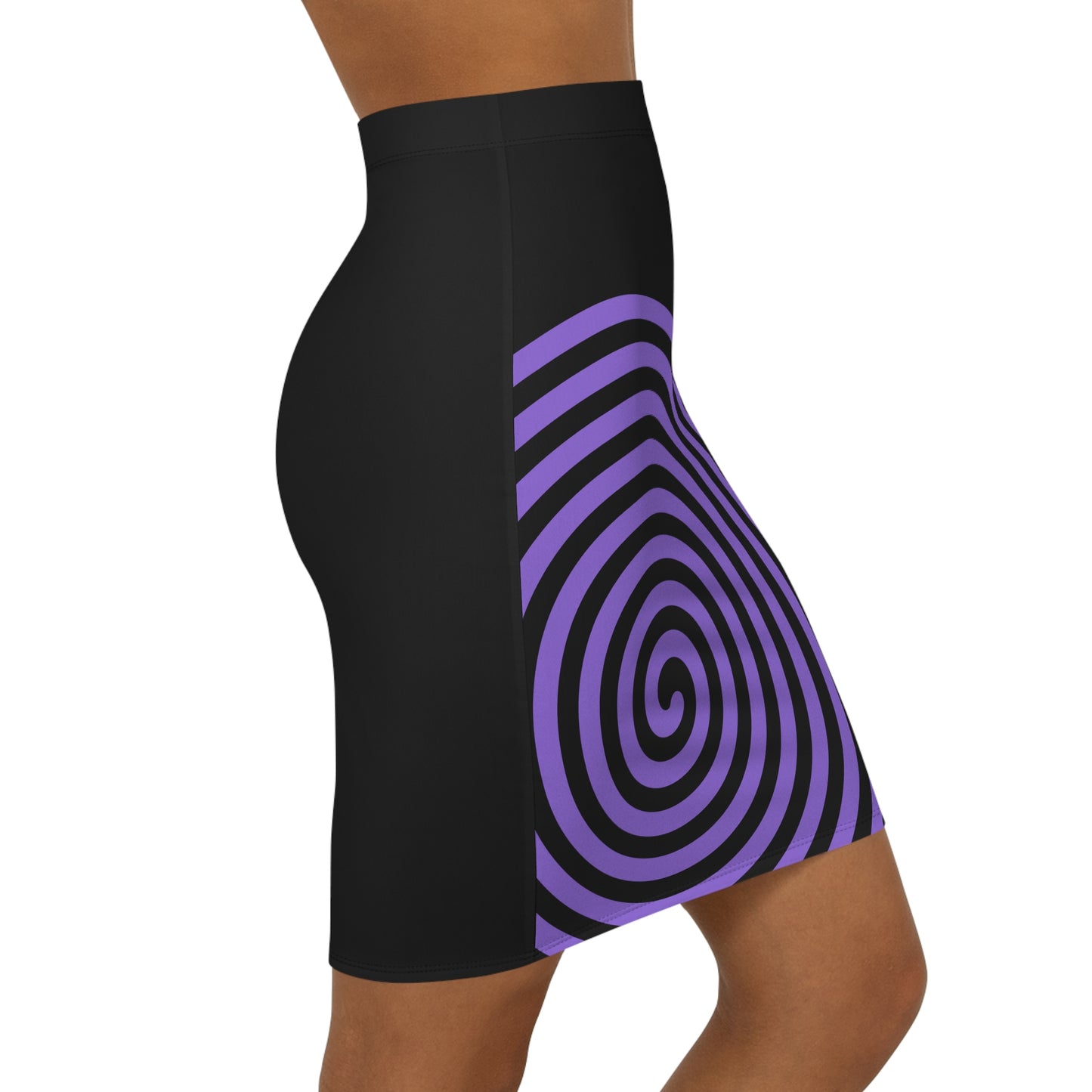 Stylish Spiral Print Women's Mid-Waist Pencil Skirt
