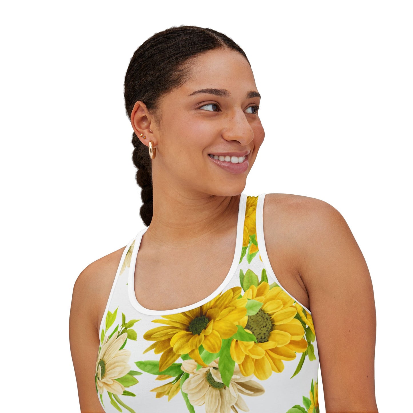 Sunflower Women's Tank Top, Floral Summer Top, Boho Chic Sleeveless Shirt, Beach Wear, Gift for Her