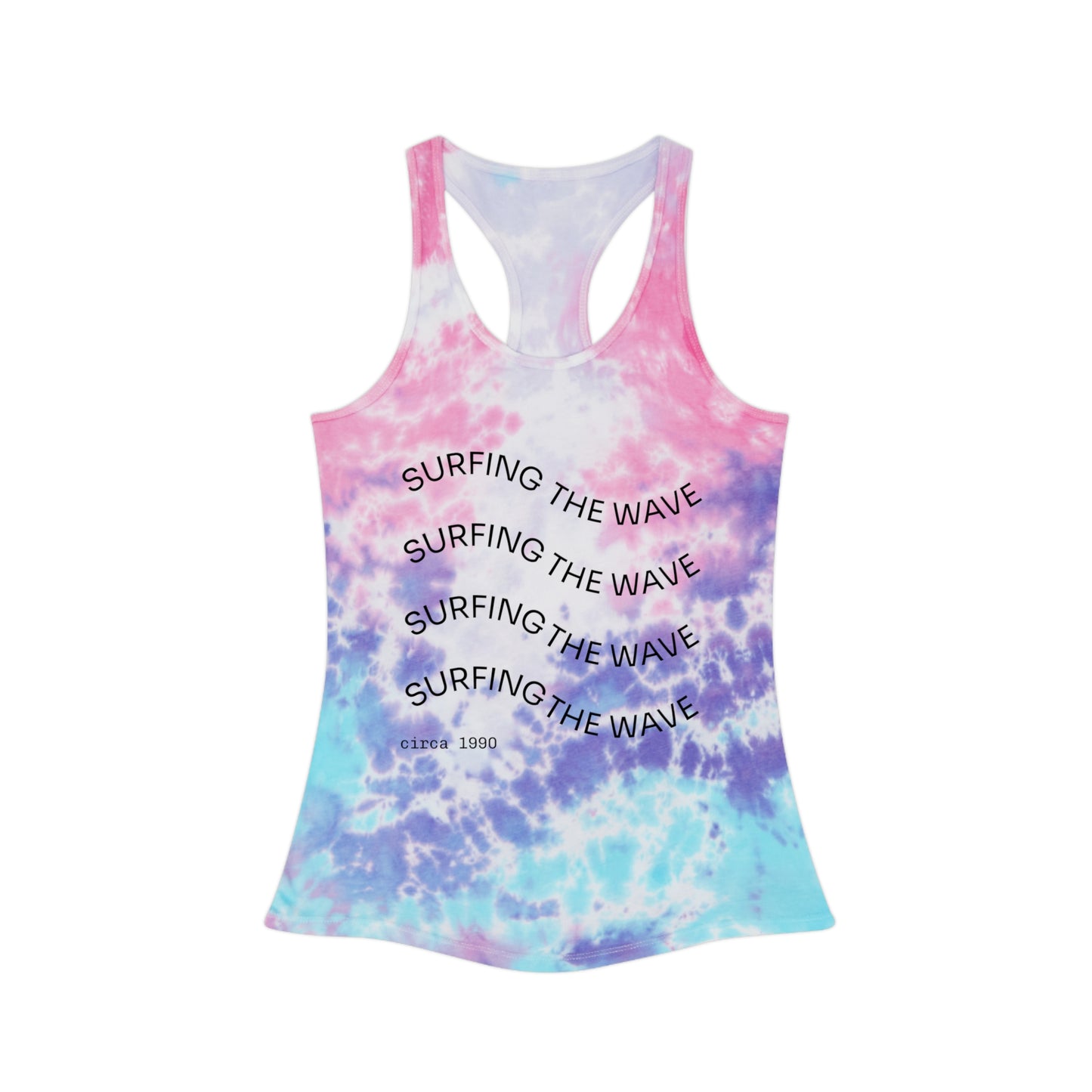 Surfing the Wave Tie Dye Racerback Tank Top, Summer Top, Beachwear, Festival Outfit, Workout Shirt, Gift for Surfers