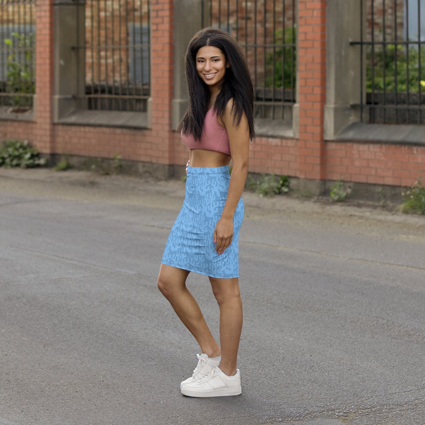 Trendy Women's Mid-Waist Pencil Skirt