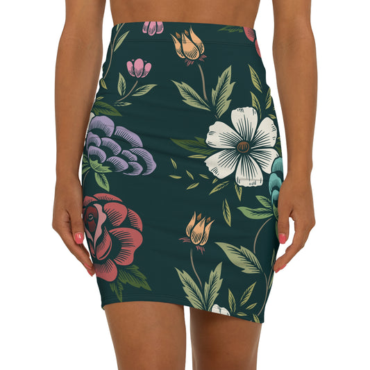 Women's Mid-Waist Pencil Skirt (AOP)