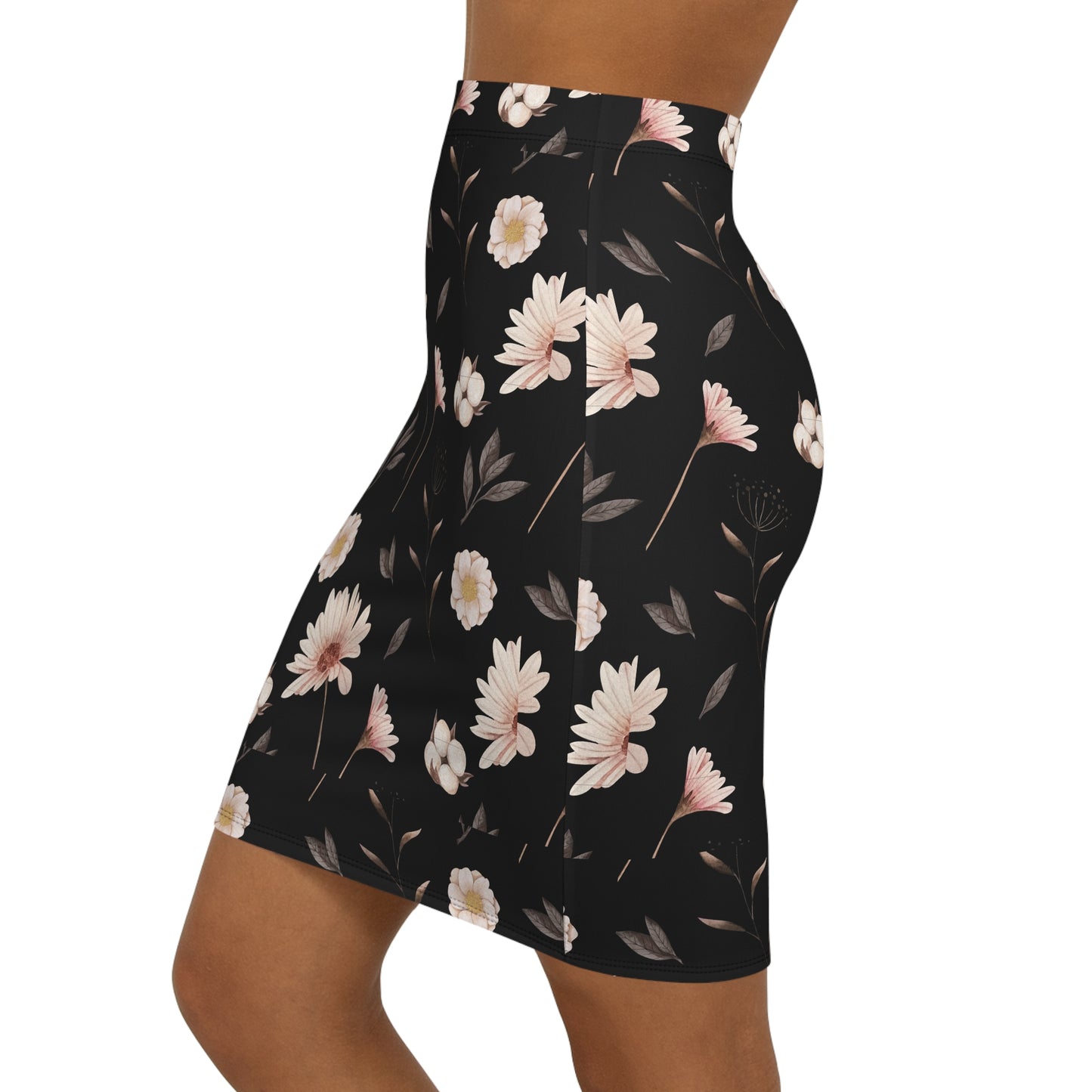 Floral Women's Mid-Waist Pencil Skirt, Elegant Skirt, Spring Fashion, Floral Print Skirt, Office Wear, Date Night Outfit