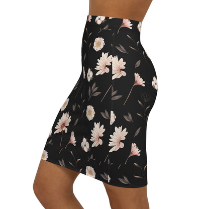 Floral Women's Mid-Waist Pencil Skirt, Elegant Skirt, Spring Fashion, Floral Print Skirt, Office Wear, Date Night Outfit