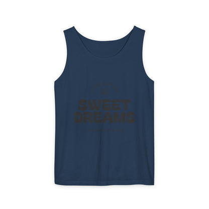 Sweet Dreams Tank Top | Unisex Garment-Dyed Sleepwear, Relaxation Wear, Gift for Sleep Lovers, Lazy Days, Summer Vibe