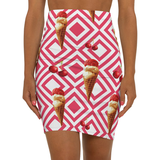 Ice Cream Cone Pencil Skirt, Fun Summer Fashion.