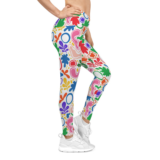 Vibrant Floral Women's Leggings, Casual Wear for Spring, Fitness, Yoga, Travel, Everyday Style, Colorful Activewear