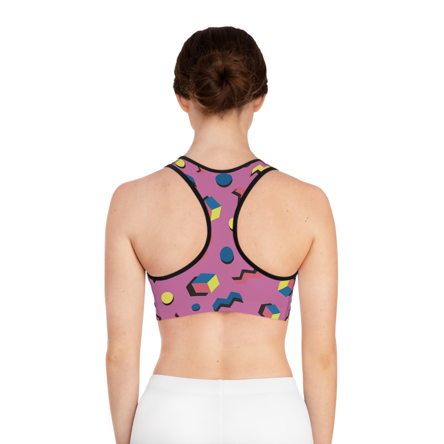 Vibrant Abstract Sports Bra - Colorful Workout Top.