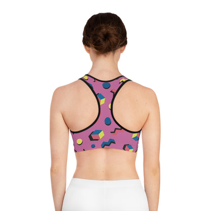 Vibrant Abstract Sports Bra - Colorful Workout Top.