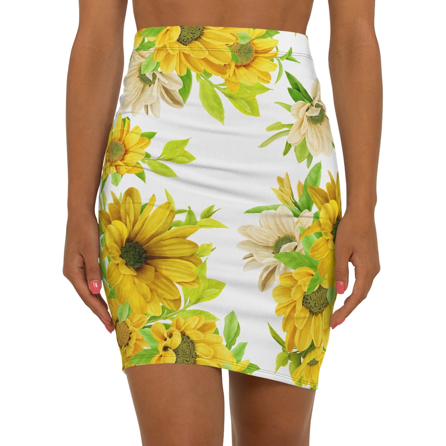 Sunflower Midi Pencil Skirt, Floral Skirt, Summer Outfit, Women's Fashion, Everyday Wear, Gift for Her