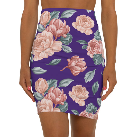 Floral Print Midi Pencil Elegant Women's Skirt