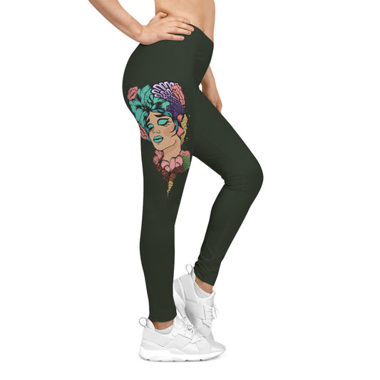 Floral Print Women's Casual Leggings.