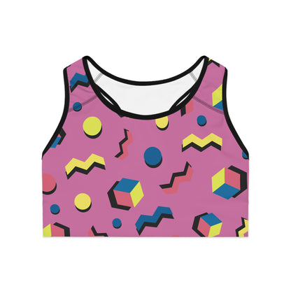 Vibrant Abstract Sports Bra - Colorful Workout Top.