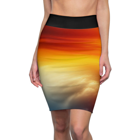 Vibrant Sunset Women's Pencil Skirt, Stylish Skirt, Fashionable Skirt, Colorful Skirt, Casual Wear, Summer Fashion