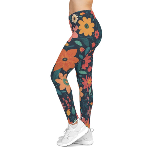 Floral Print Women's Casual Leggings, Comfortable Stretch Leggings, Spring Fashion, Everyday Wear, Gift for Her, Yoga Pants