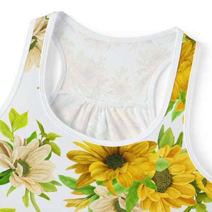 Sunflower Women's Tank Top, Floral Summer Top, Boho Chic Sleeveless Shirt, Beach Wear, Gift for Her