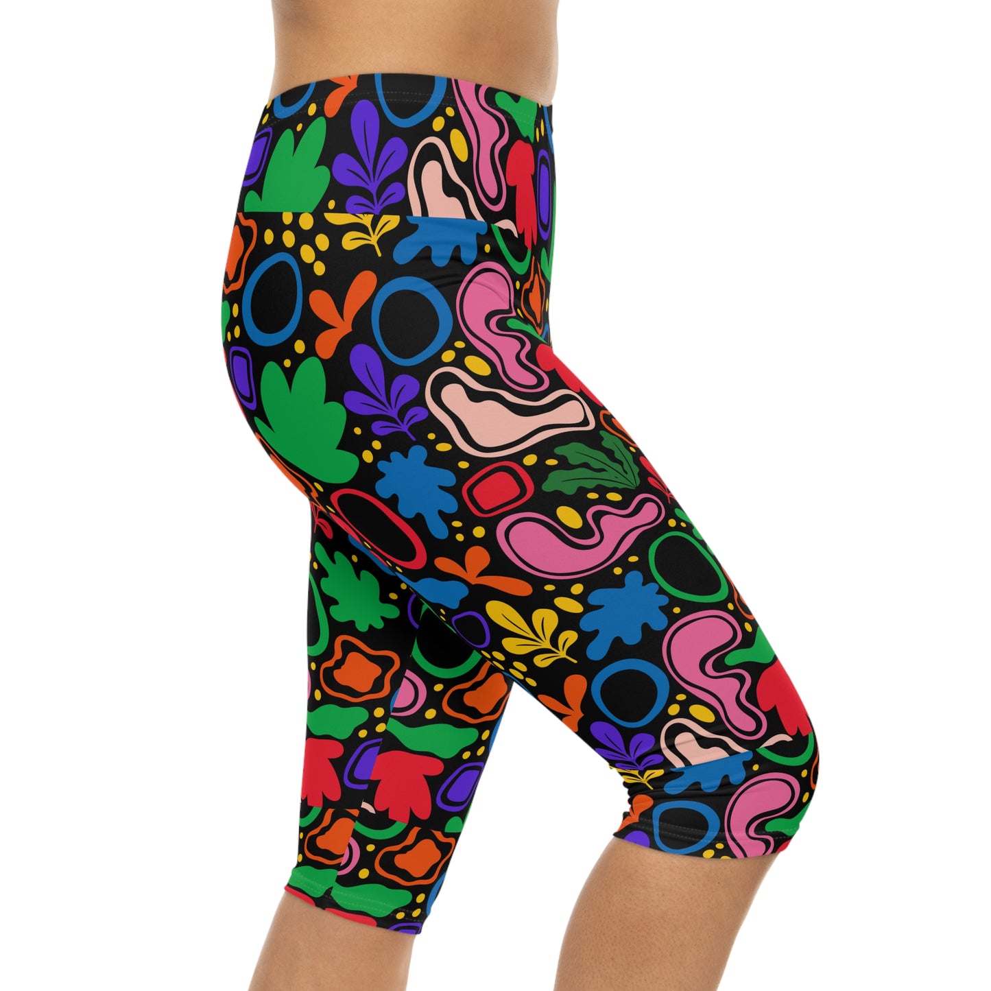 Vibrant Floral Capri Leggings, Colorful Activewear, Summer Essentials, Yoga Pants, Stylish Loungewear, Gifts for Her, Festival Outfit