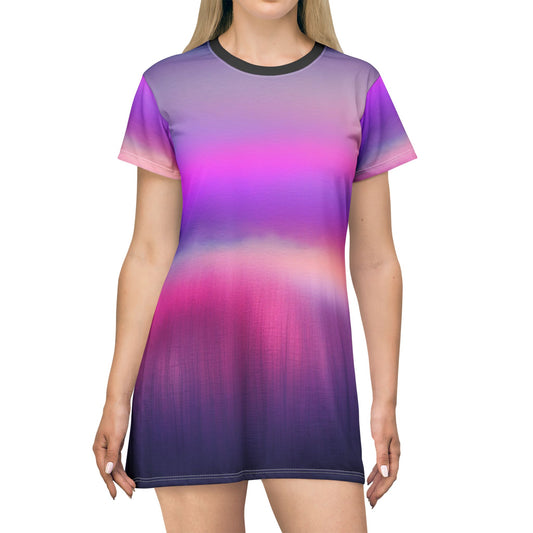 Vibrant Ombre T-Shirt Dress, Casual Summer Dress, Festival Outfit, Beach Cover-Up, Trendy Lounge Dress