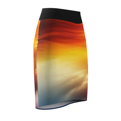 Vibrant Sunset Women's Pencil Skirt, Stylish Skirt, Fashionable Skirt, Colorful Skirt, Casual Wear, Summer Fashion