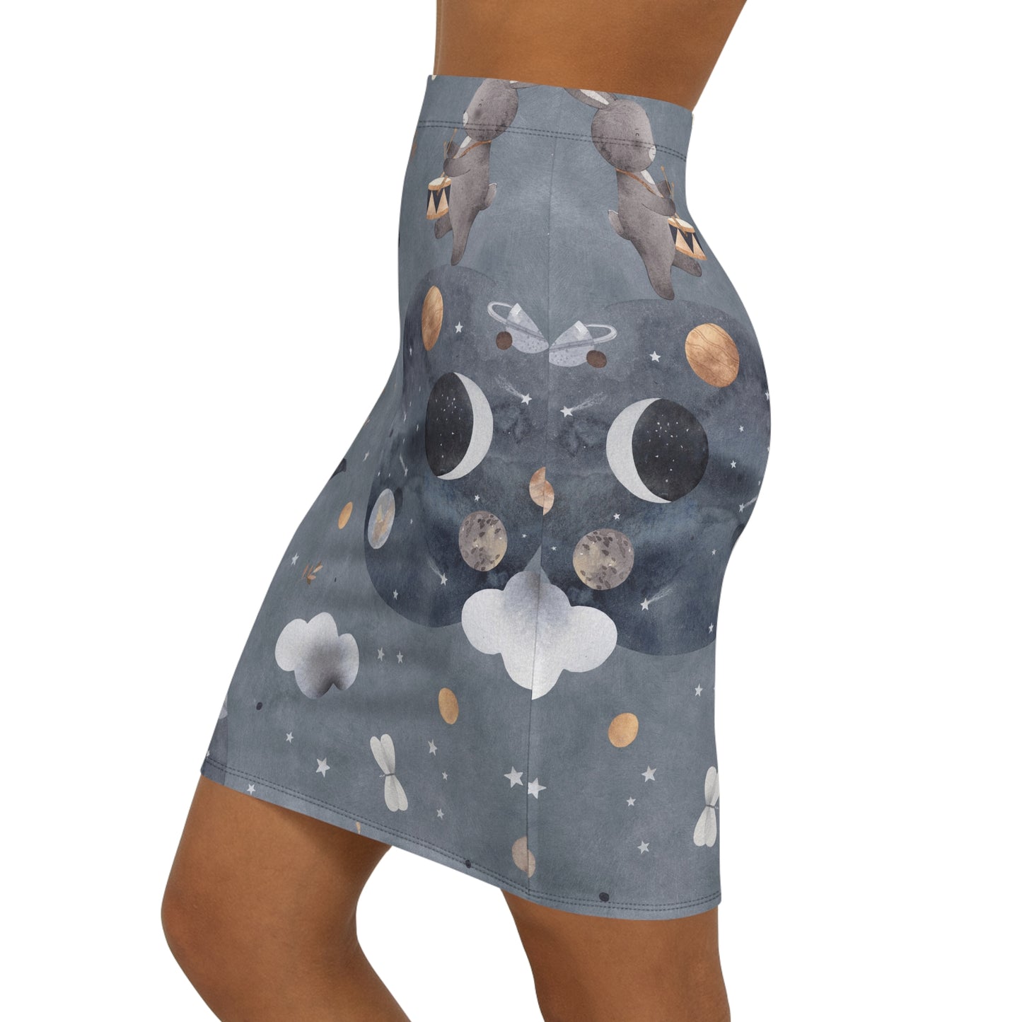 Celestial Dreams Pencil Skirt, Women's Fashion, Stylish Midi Skirt, Cosmic Print, Dress Up for Parties, Unique Gift for Her