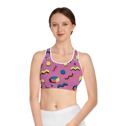 Vibrant Abstract Sports Bra - Colorful Workout Top.