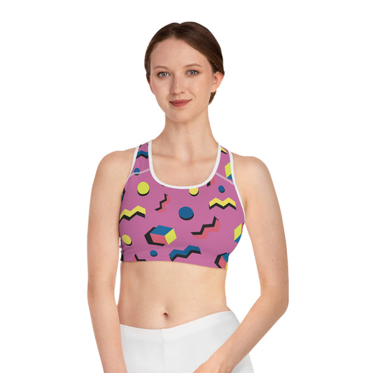 Vibrant Abstract Sports Bra - Colorful Workout Top.