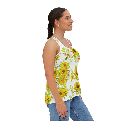 Sunflower Women's Tank Top, Floral Summer Top, Boho Chic Sleeveless Shirt, Beach Wear, Gift for Her