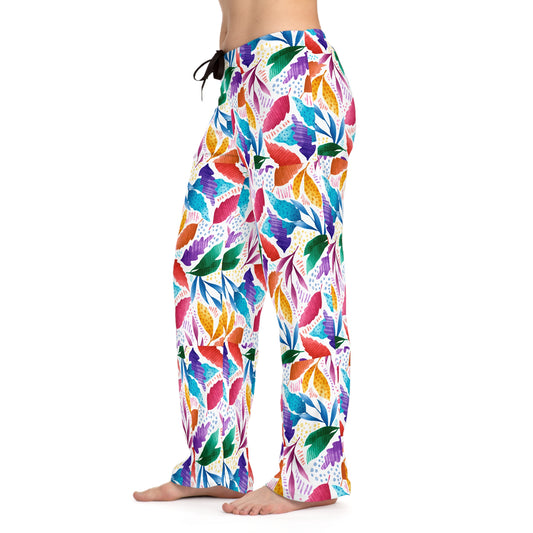 Vibrant Floral Women's Pajama Pants, Cozy Lounge Wear, Sleep Trousers, Relaxing Evening Attire, Tropical Patterned PJs