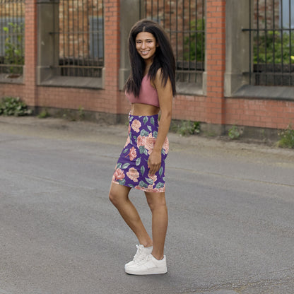 Floral Print Midi Pencil Elegant Women's Skirt