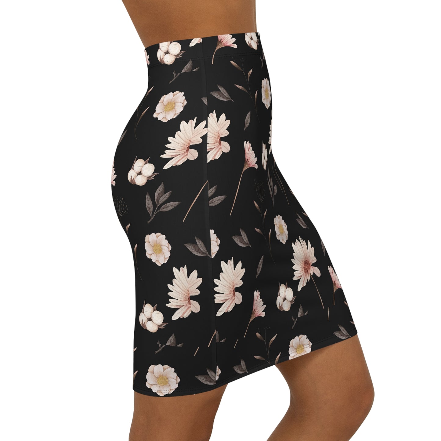 Floral Women's Mid-Waist Pencil Skirt, Elegant Skirt, Spring Fashion, Floral Print Skirt, Office Wear, Date Night Outfit