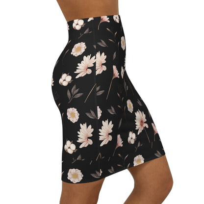 Floral Women's Mid-Waist Pencil Skirt, Elegant Skirt, Spring Fashion, Floral Print Skirt, Office Wear, Date Night Outfit